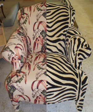 Reupholstered Chair from Palm Design to Zebra Print