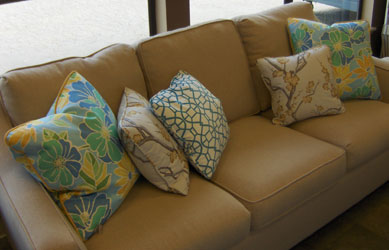 A Variety of Blue Couch Pillows