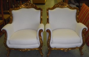 Plush White Matching Upholstered Chairs