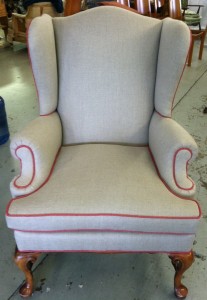 Reupholstered Organic Wing Chair