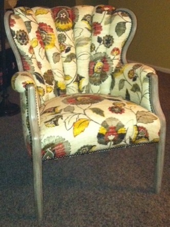 Large floral print upholstered chair