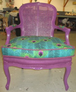 wicker reupholstered chair