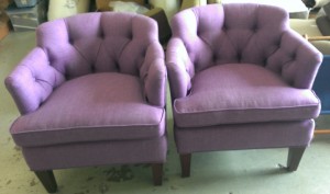 Purple Tufted Club Chairs